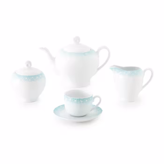 سرویس چینی زرین 6 نفره چای خوری ساکورا آبی (17 پارچه)