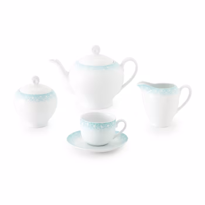 سرویس چینی زرین 6 نفره چای خوری ساکورا آبی (17 پارچه)