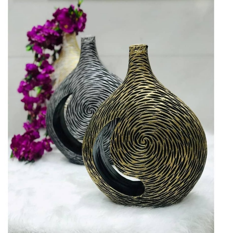 گلدان مدرن طرح پتینه کهنه کاری دکوپاژ