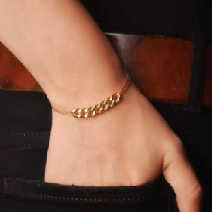 دستبند کارتیر و زنجیر تمام استیل رنگ ثابت