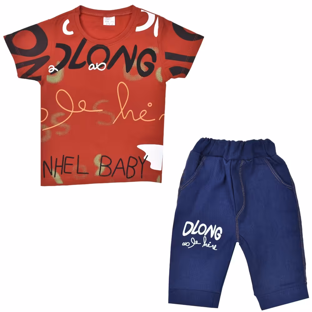 ست تی شرت آستین کوتاه و شلوارک پسرانه مدل dlong -2