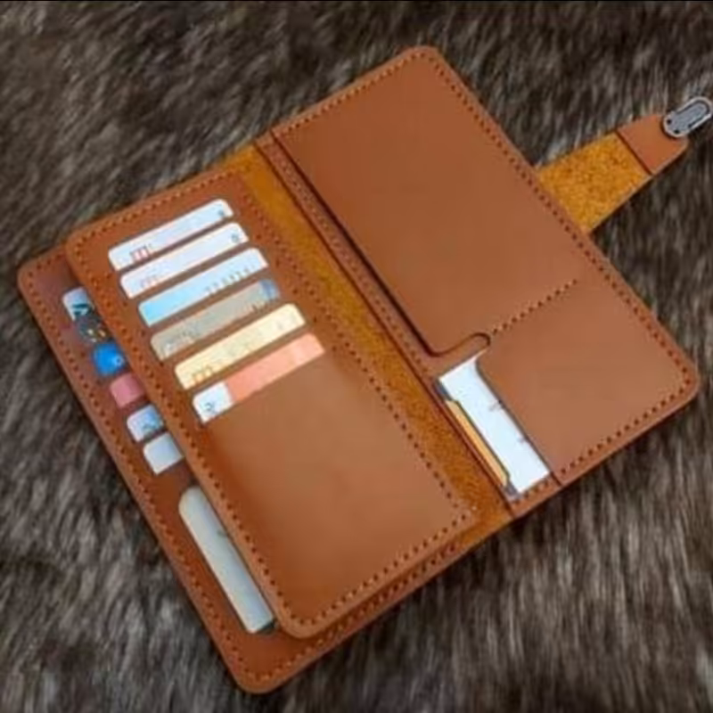 کیف پول چرم طبیعی دستدوز