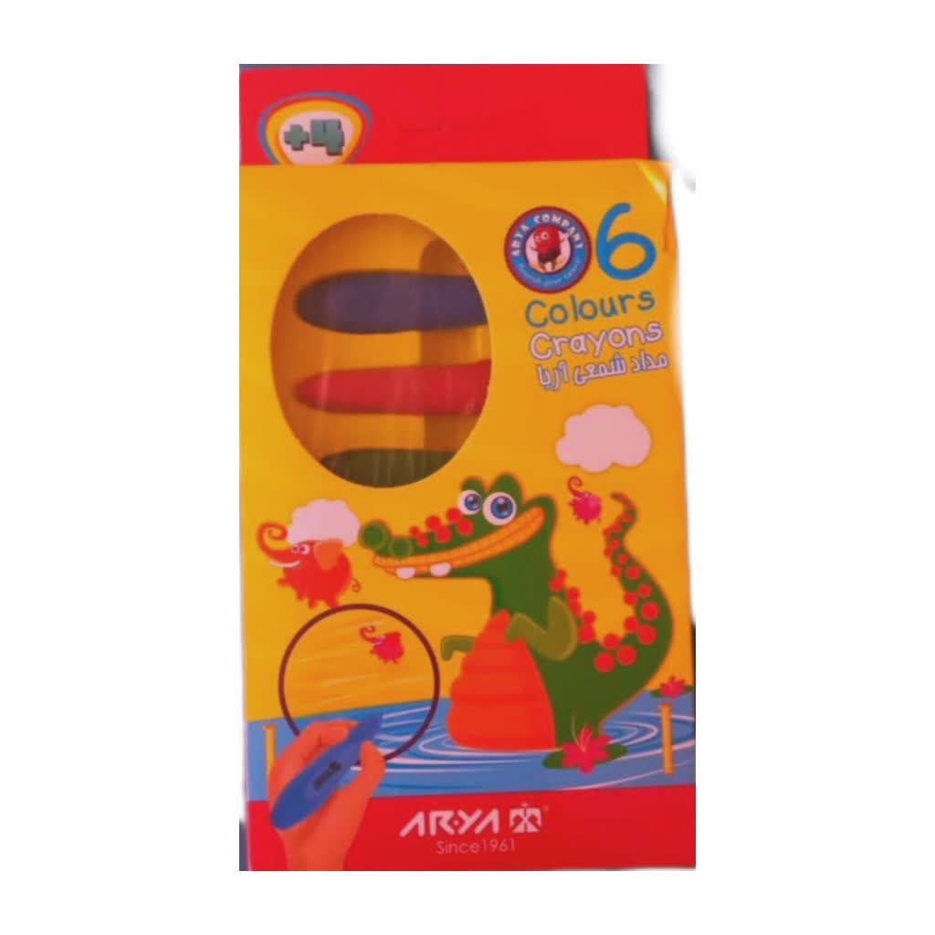 مداد شمعی کرایون آریا 6 رنگ