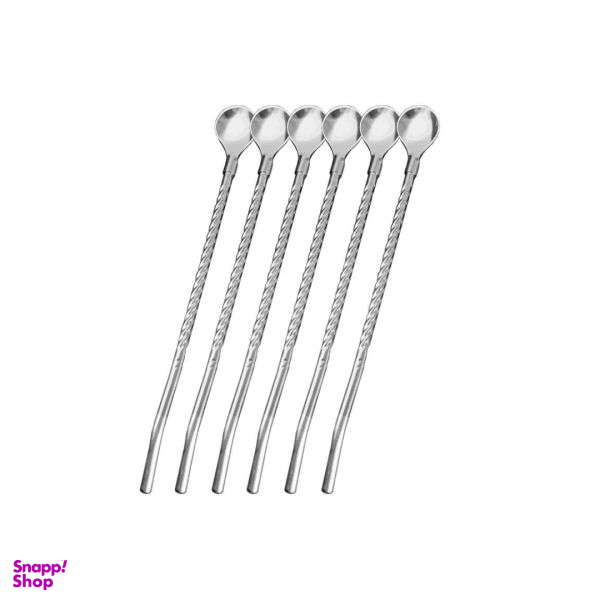 قاشق شربت خوری مدل نی دار کد SH55 مجموعه 6 عددی