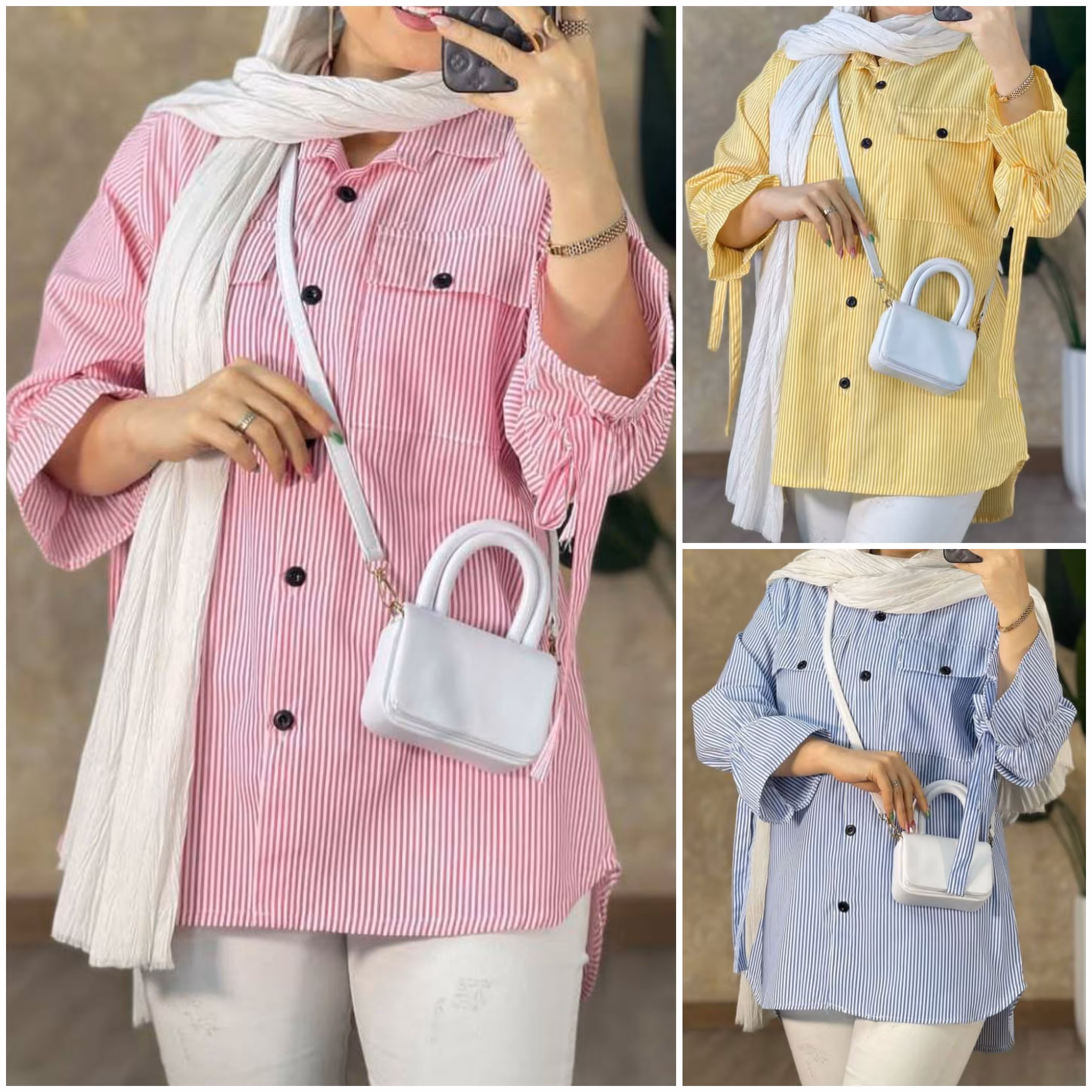 مانتو نخی پوپلین مانتو راه راه شیک مانتو شومیزی دخترانه شومیز مانتویی راه راه جلودکمه