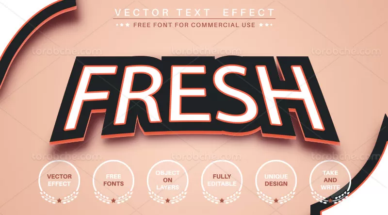 وکتور افکت متنی رنگی سه بعدی | گرافیک با طعم تربچه