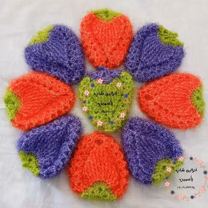 اسکاچ بافتنی  طرح توت فرنگی🍓 آنلاین شاپ یاسمین 