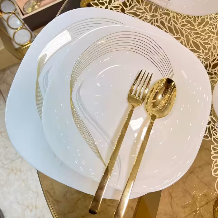 سرویس ارکوپال36پارچه شمل طلایی با ارسال رایگان سرویس غذاخوری کامل با ارسال رایگان با طلای هلندی 