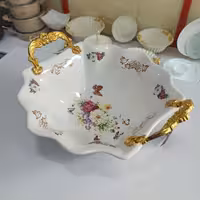 قاب آجیل خوری طرح گل و پروانه سرامیکی کیفیت عالی رنگ ثابت