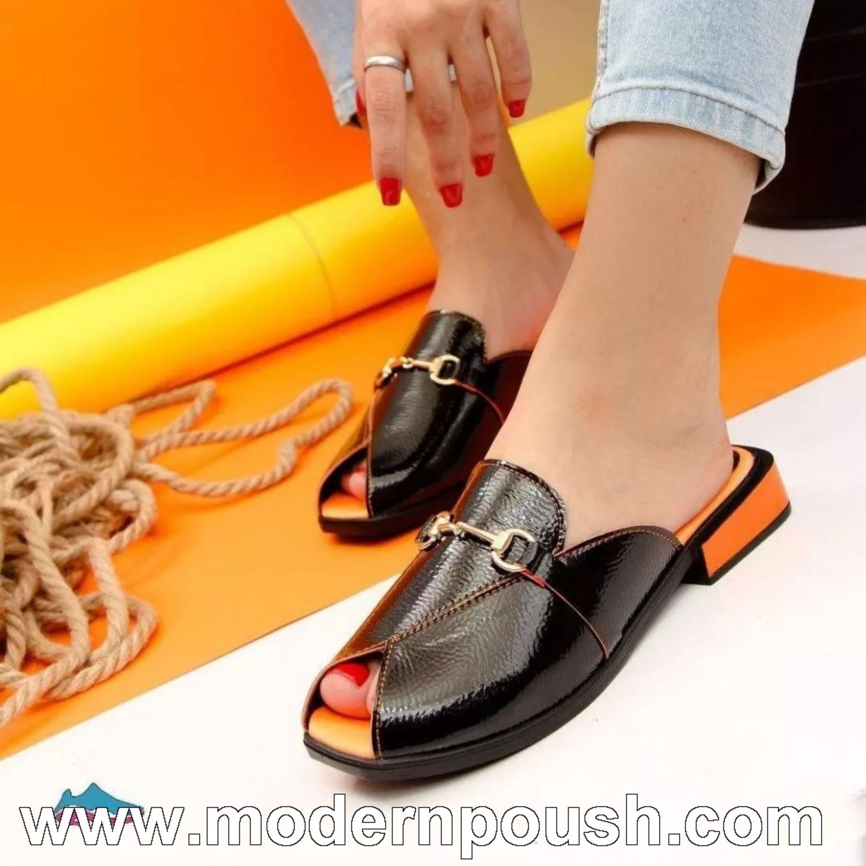 کفش صندل مجلسی زنانه رنگ مشکی نارنجی سایز 37 - 40 کد10862 (بسیار نرم و راحت)