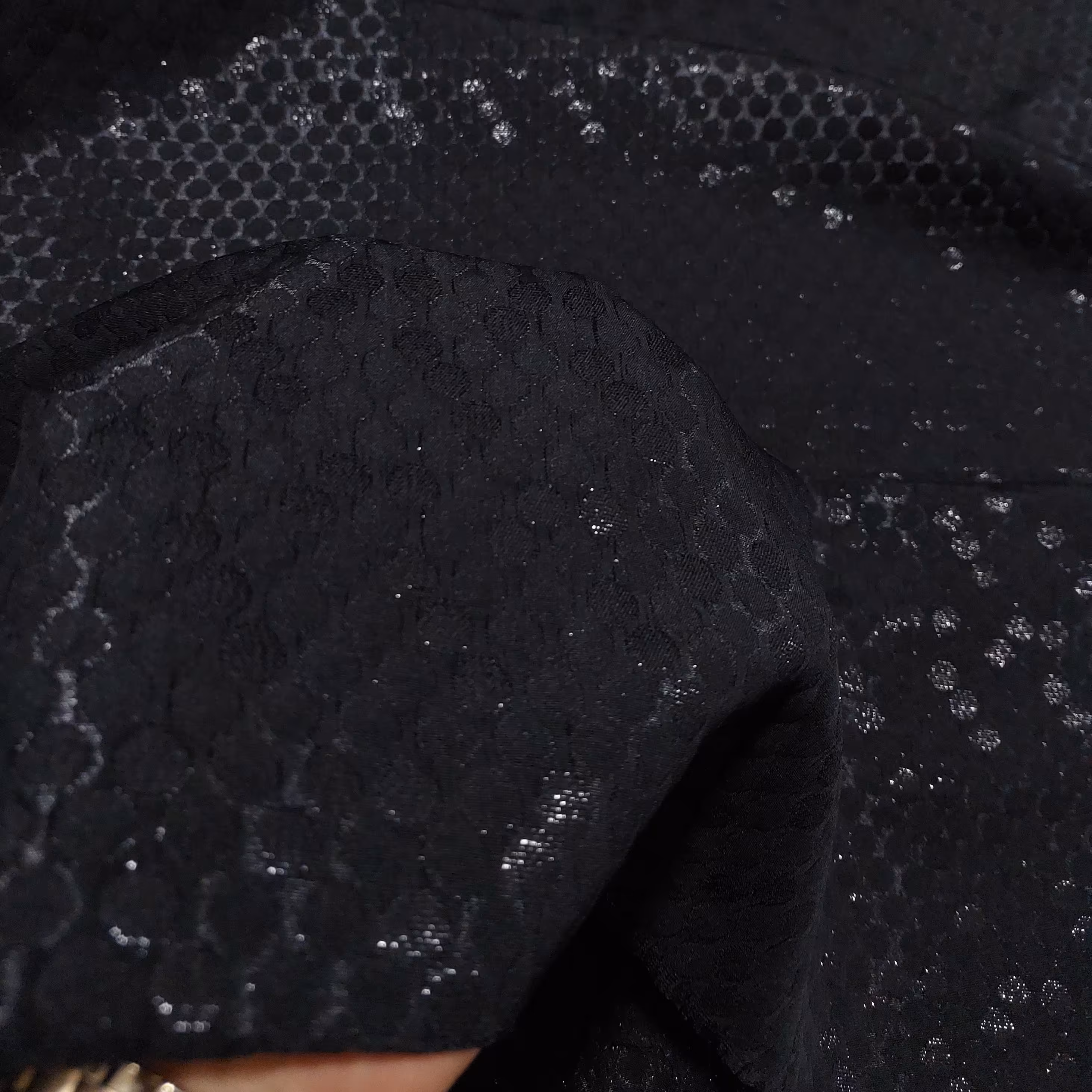 پارچه ژاکارد ترک زربافت فوق العاده زیبا و مشکی عرض 150