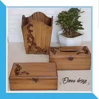 ست سطل و جادستمال با طرح نما منبت