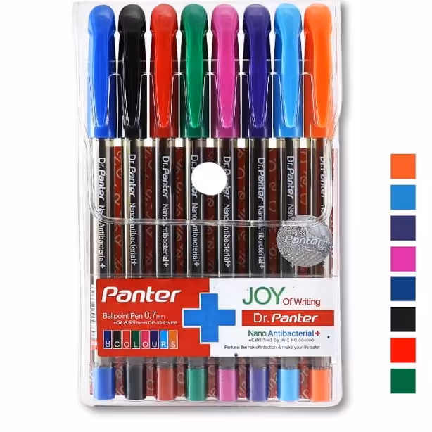 بسته 8 رنگ خودکار پنتر نوک 0٫7mm نانو آنتی باکتریال

