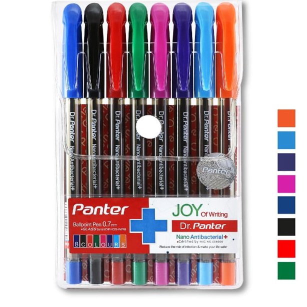 بسته 8 رنگ خودکار پنتر نوک 0٫7mm نانو آنتی باکتریال

