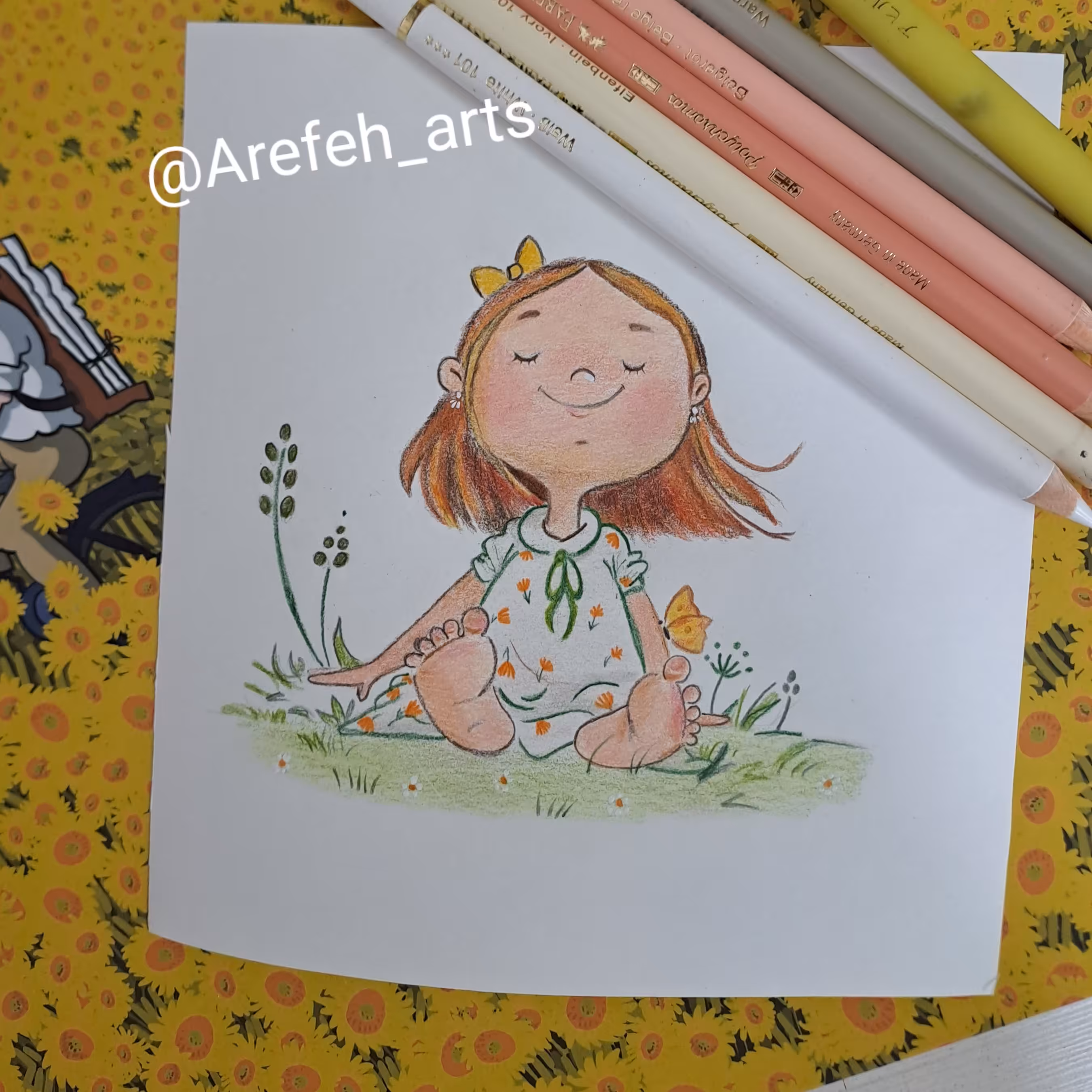 نقاشی فانتزی سفارشی دخترخندان