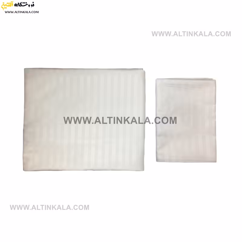 سرویس ملحفه کشدوز یکنفره دوتکه 90×200 طرح هتلی سفید