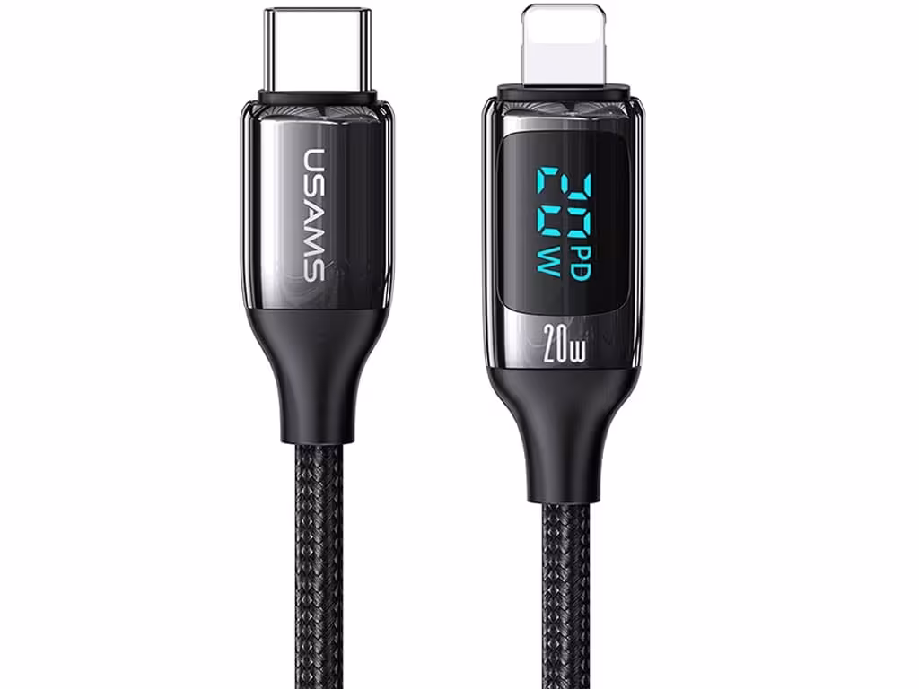 کابل شارژ سریع تایپ‌سی به لایتنینگ 1.2 متری یوسامز USAMS Lightning 20W Fast Charging Cable US-SJ545