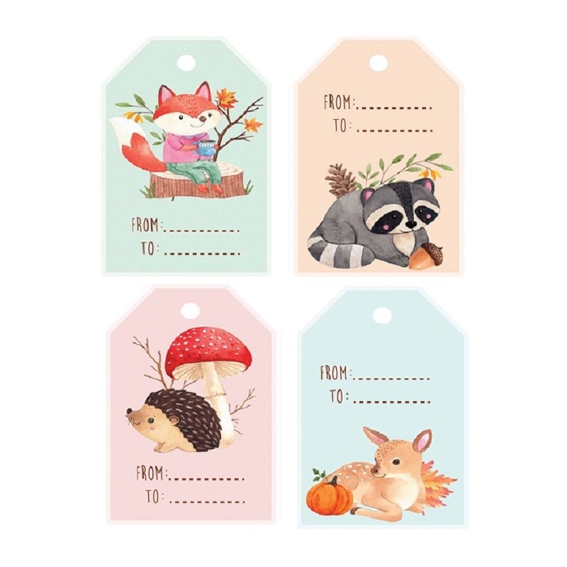 آویز تزیینی مدل اتیکت هدیه طرح فانتزی حیوانات بامزه مجموعه 8 عددی