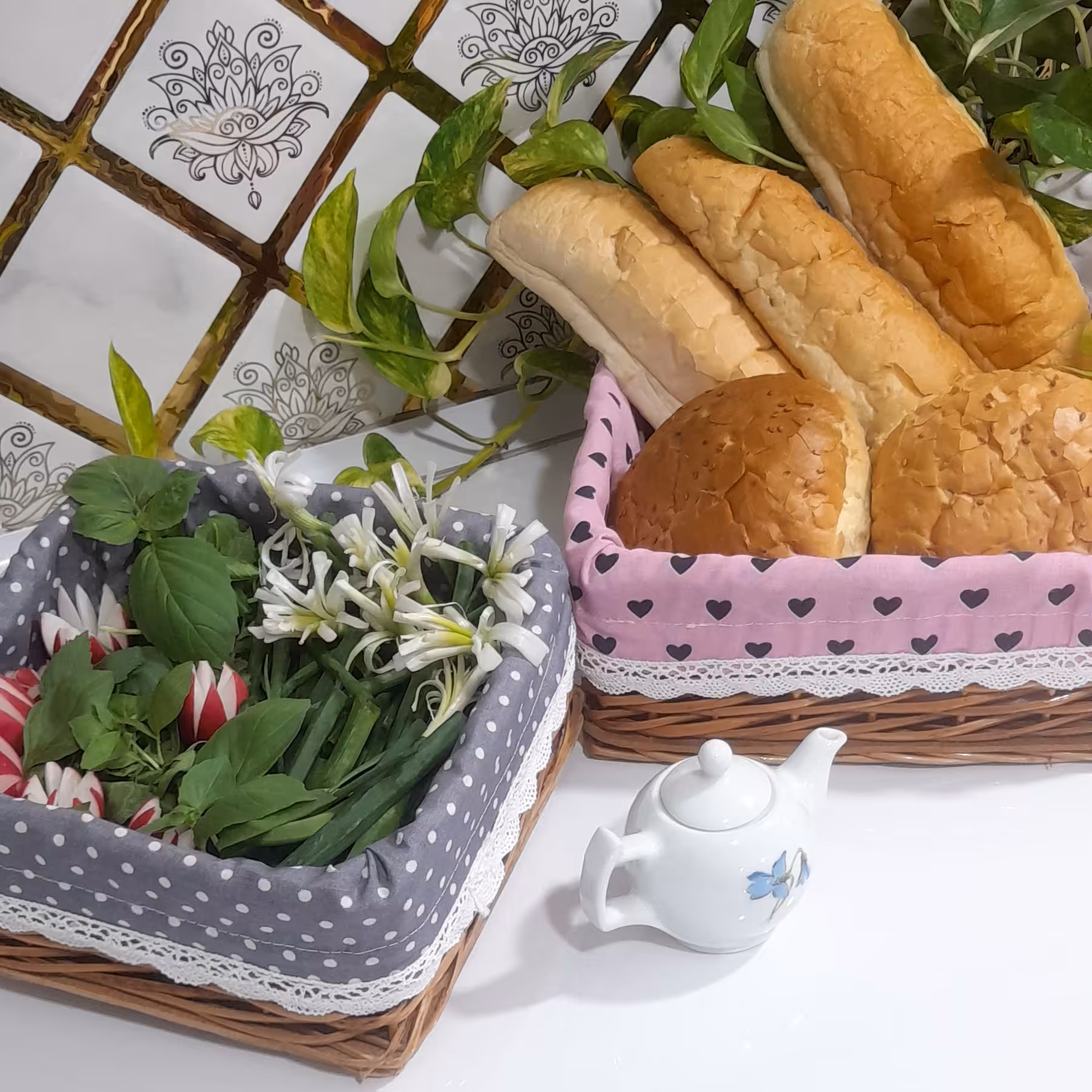 سبد نان و سبزی  2 عددی قطر 20 و 25 سانتیمتر 