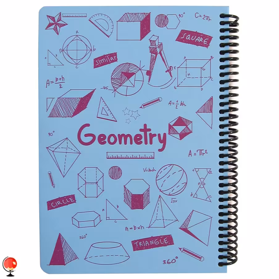 دفتر مشق 100 برگ سیمی هندسه رنگ آبی دات نوت