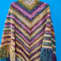 اشارپ دست بافت رنگین کمانی ریشه دار