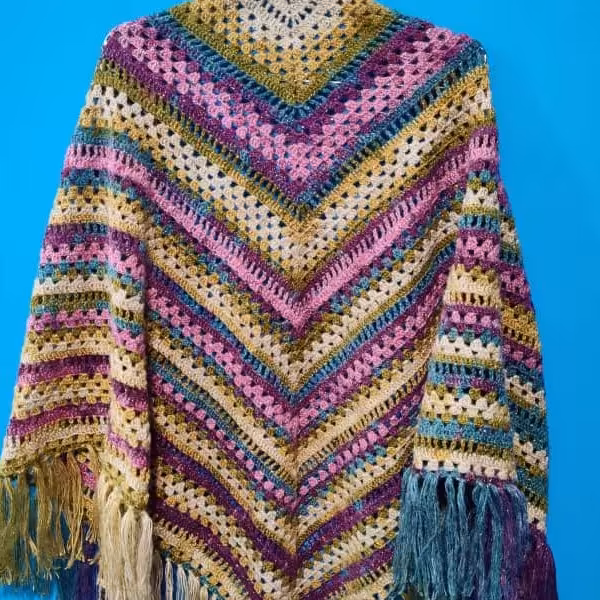 اشارپ دست بافت رنگین کمانی ریشه دار