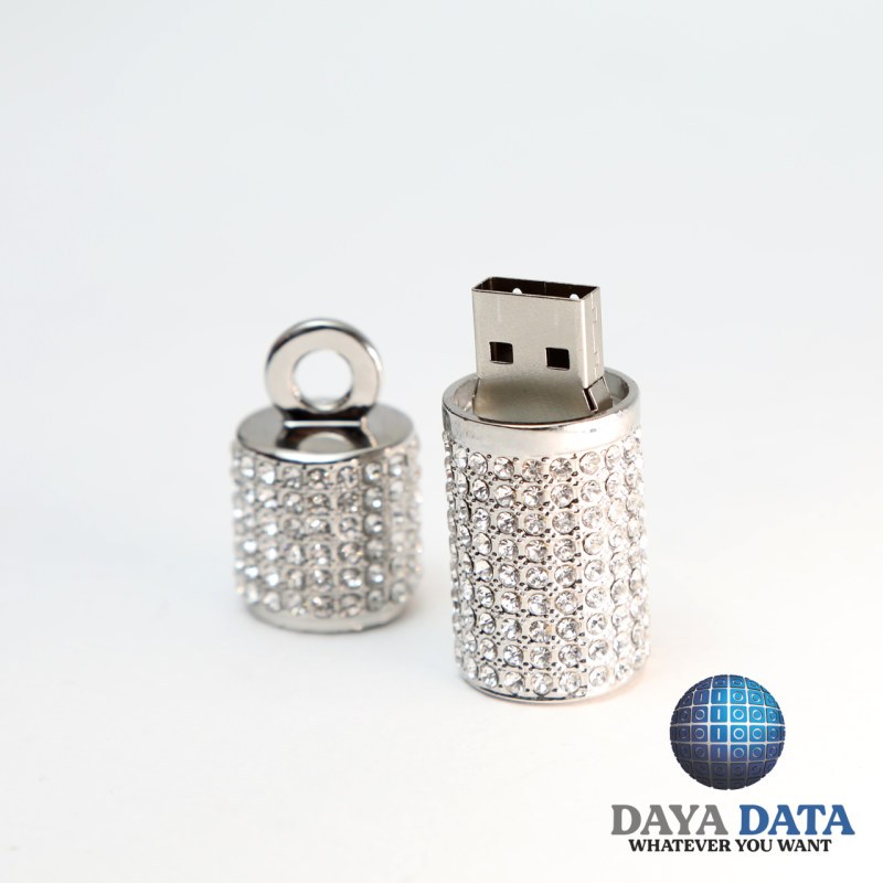 فلش مموری فانتزی دایا دیتا استوانه جواهر مدلJE1002-57 ظرفیت16GB -USB2رنگ نقره ای