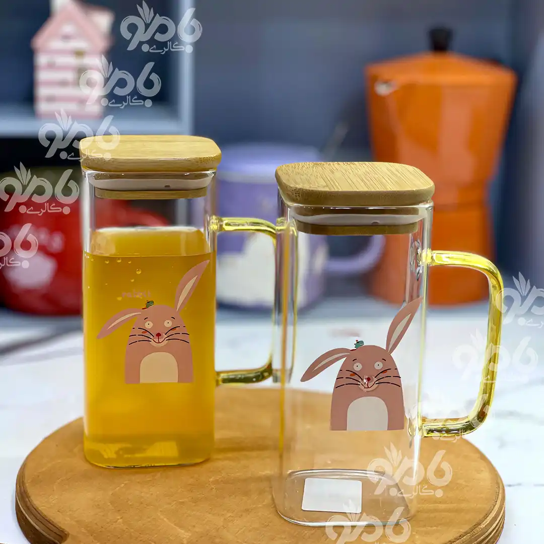 ماگ پیرکس مربع درب بامبو خرگوش