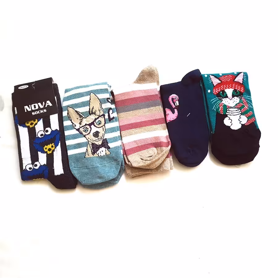 جوراب طرح دار ساق بلند مردانه زنانه الیاف پنبه نانو محصول ترکیه سایز 36تا41