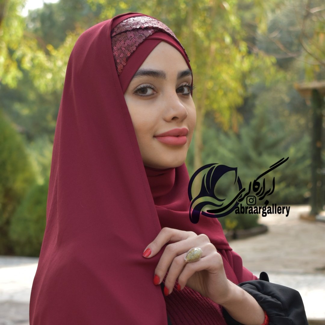 هدشال یا توربان شال ترکیبی با پولک فشرده چهارپیل زرشکی