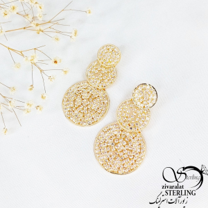 گوشواره آویز دایره ایی طرح جواهر کد 10996