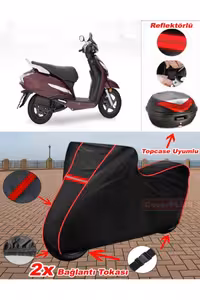چادر موتورسیکلت قرمز HONDA ACTVA 125 BRANDA مشکی TOPCASE کیسه عقب سازگار با هدف موتور خیاطی CoverPlus