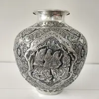 گلدان مسی قلم زنی نفیس طرح مجلسی ( یک عدد )(ارسال رایگان)