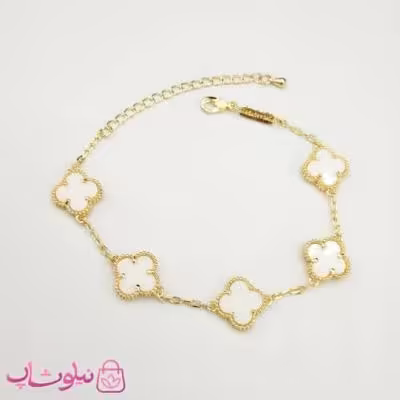 دستبند زنانه ونکلیف سفید آبکاری طلا کیفیت مستر کد 370