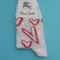 جوراب نیم ساق طرح  قلب برفکی سفید 