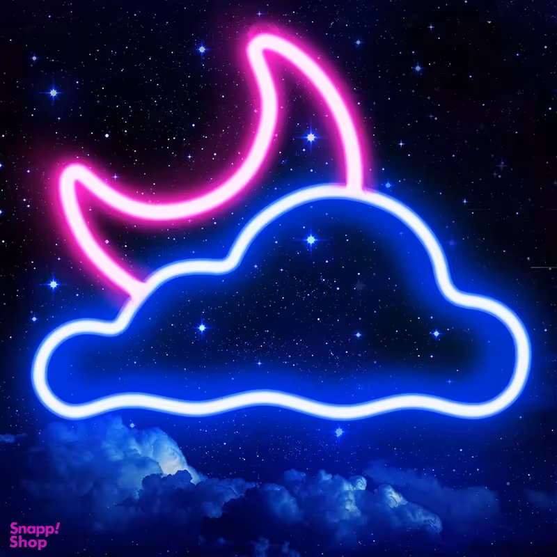 تابلو نئون طرح ماه و ابر کد 8989