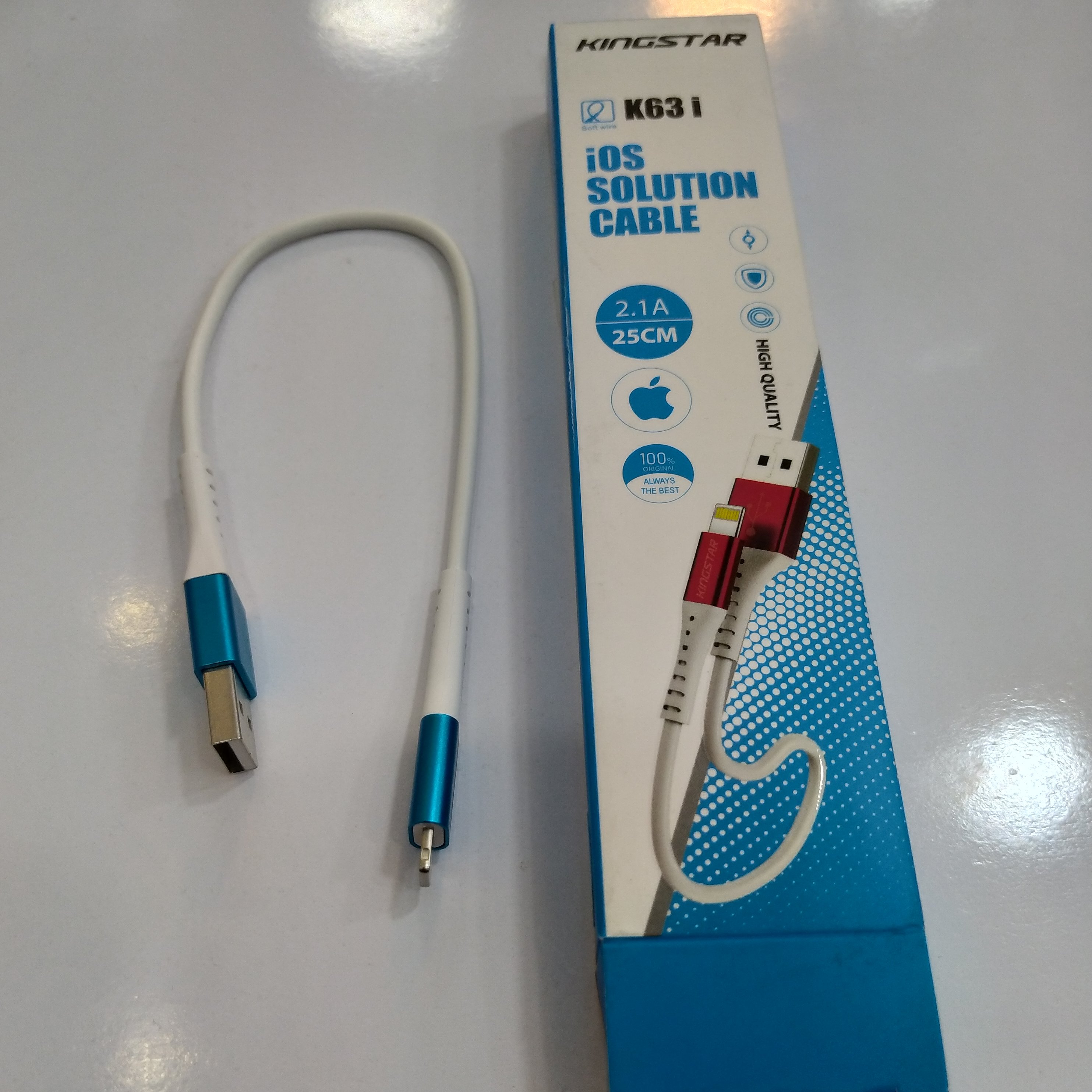 کابل تبدیل USB به لایتنینگ کینگ استار مدل K63i طول 0.25 متر