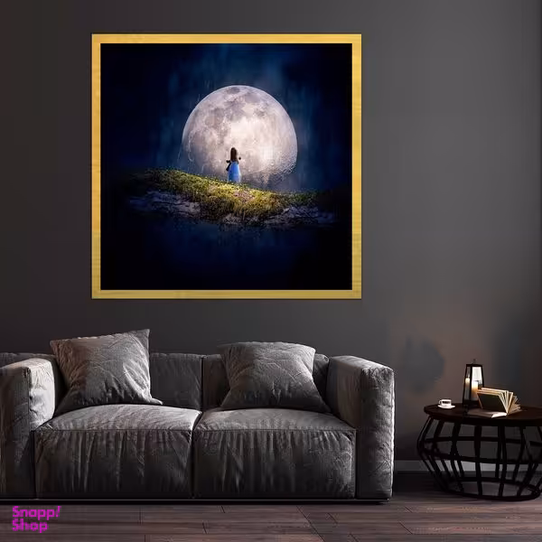 تابلو بکلیت طرح شب مهتاب و دخترانه مدل قاب شاسی T-S8487