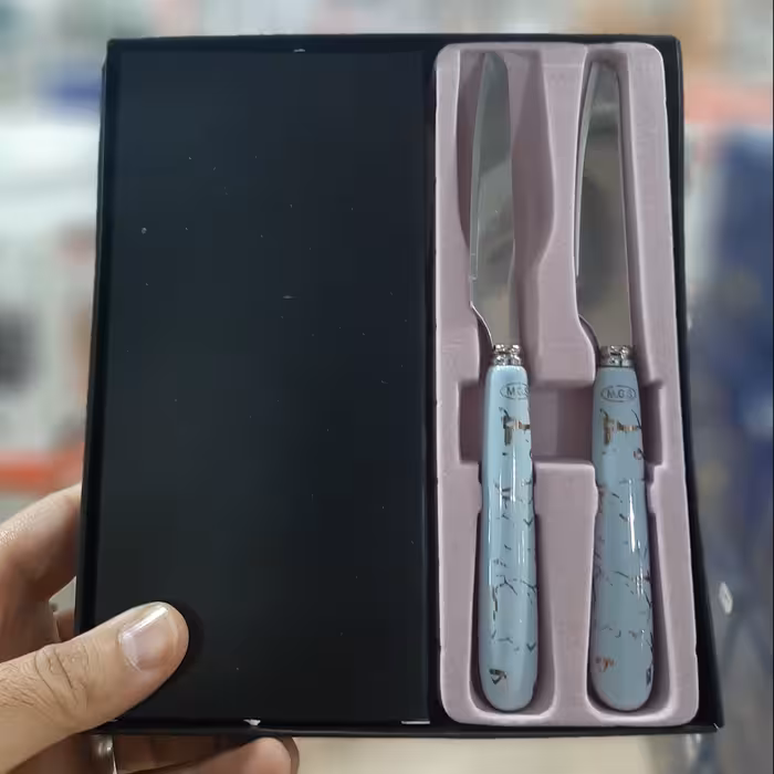 کارد میوه خوری دسته سرامیک ام جی اس طرح سنگ شامل 12 عدد کارد میوه خوری 