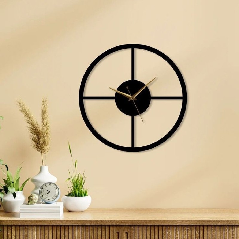 ساعت دیواری قطر 50  مشکی مات ضخامت 6 میل طرح دایره ای