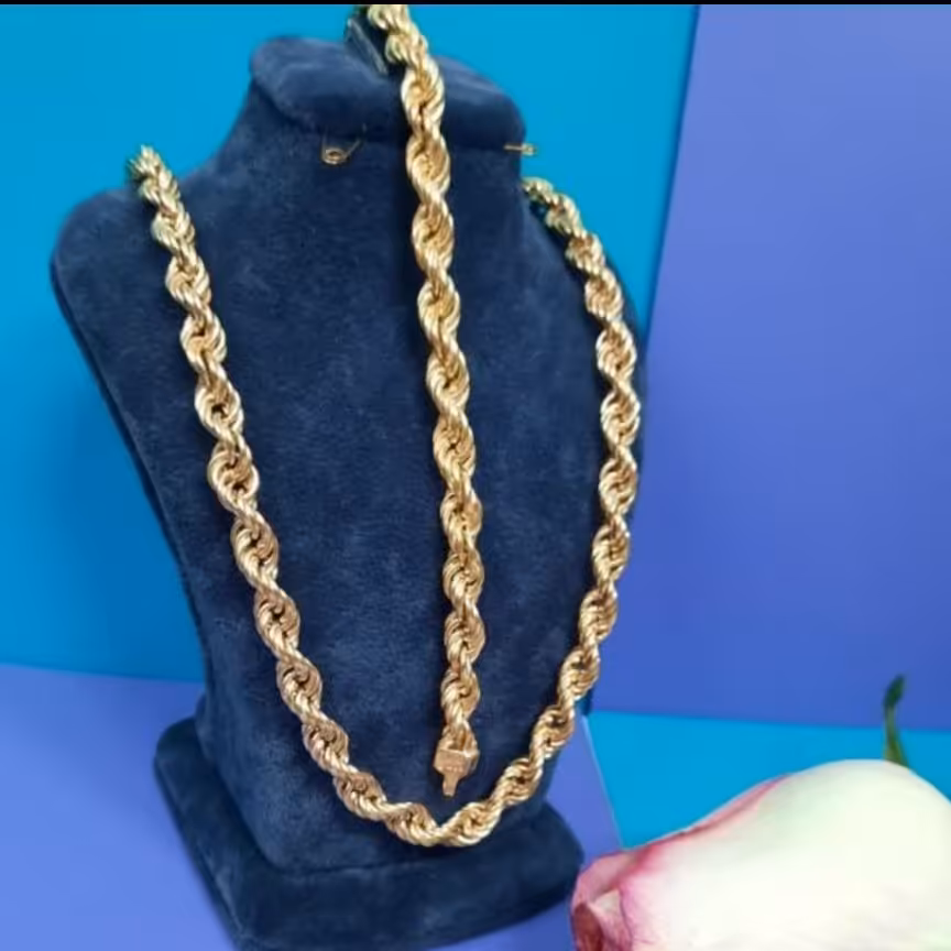 زنجیر طنابی برند معروف ژوپینگ آبکاری طلا بدون حساسیت 