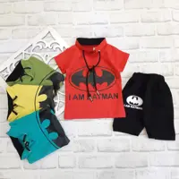 ست تیشرت و شلوارک پسرانه سایز 40 و 45 و 50 طرح batman یقه ژاپنی کد 531n