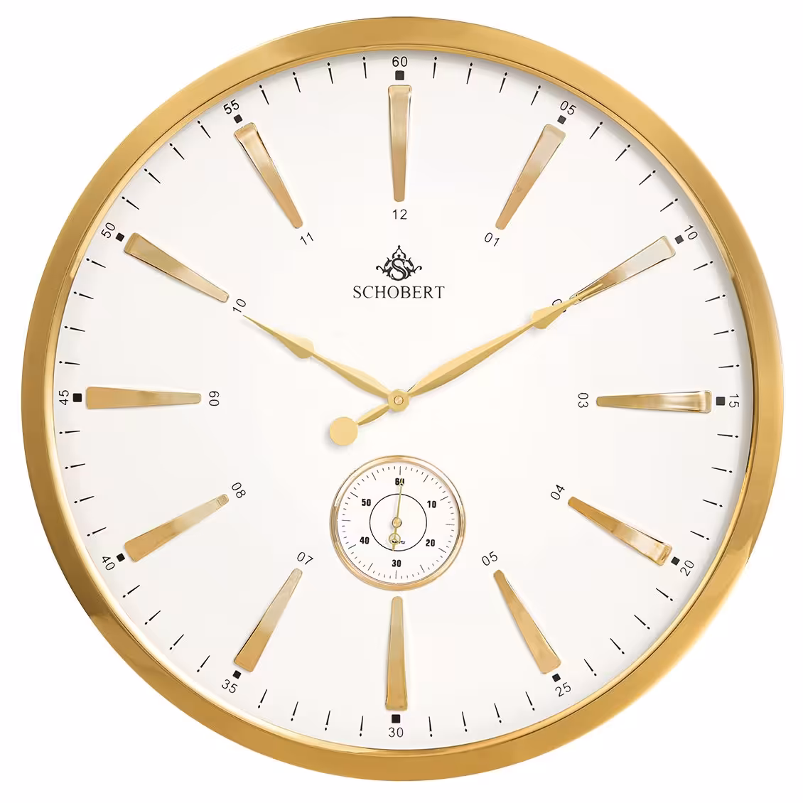 ساعت دیواری فلزی شوبرت مدل 5309 طلایی سایز 50
