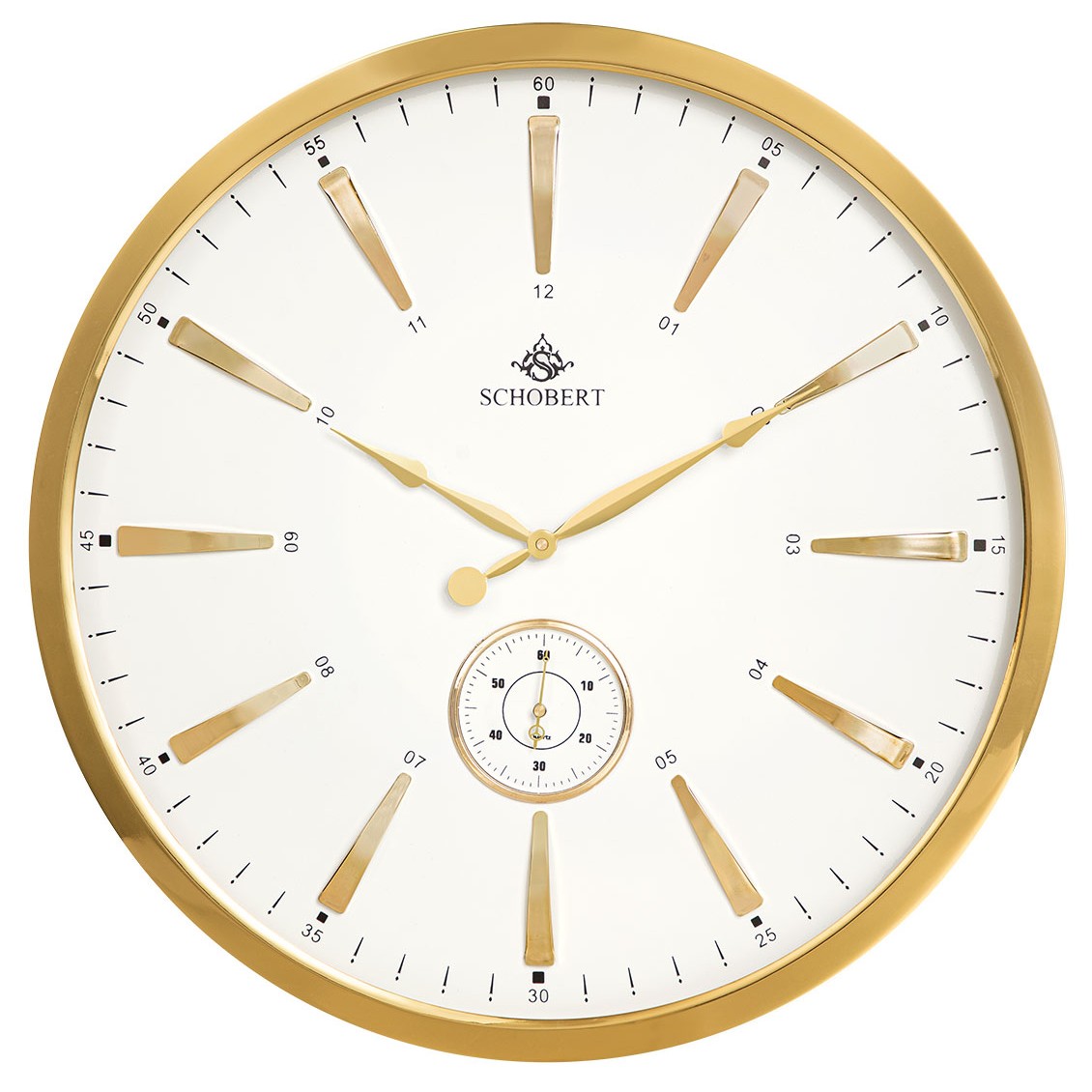 ساعت دیواری فلزی شوبرت مدل 5309 طلایی سایز 50