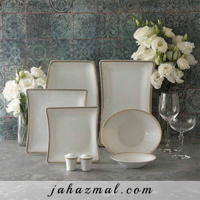سرویس چینی زرین طرح ریوا طلایی 30 پارچه