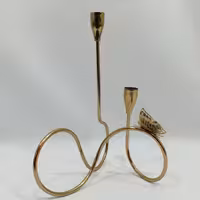 شمعدان و جا شمعی پیچی پروانه دار طلایی - جاشمعی - شمع دان