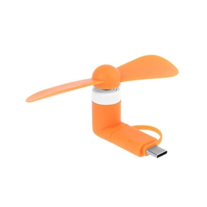 پنکه همراه Micro USB با مبدل Type-C-نارنجی