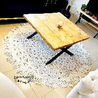 فرش گرد بزرگ مکرومه دومتری، دستبافت سفارشی