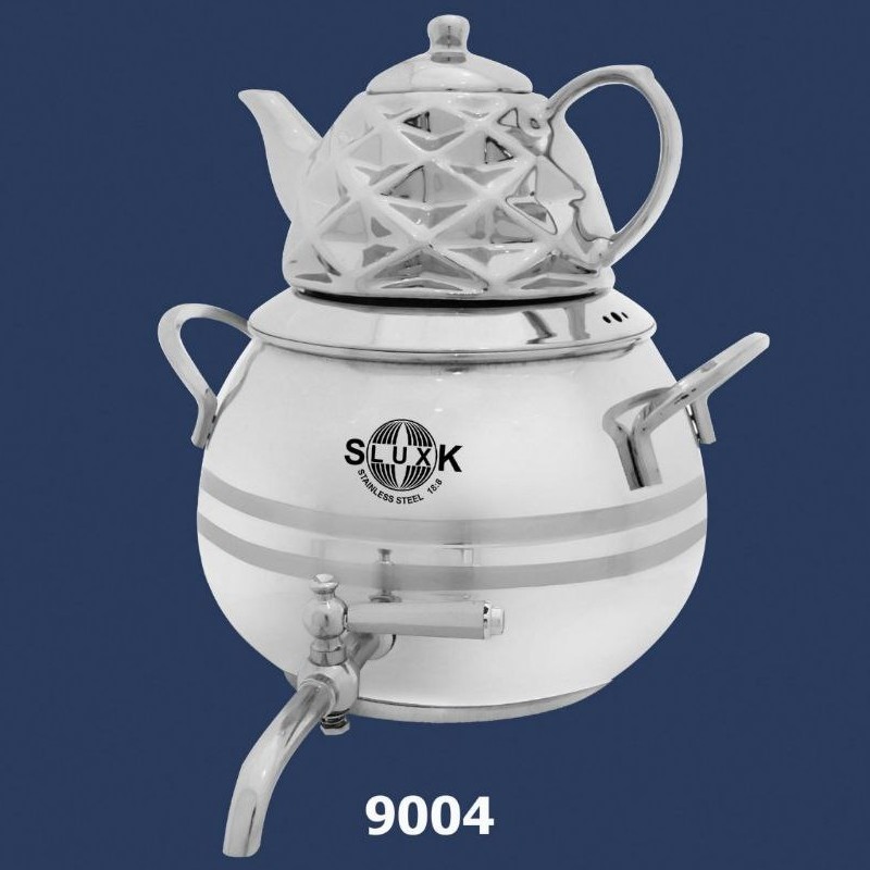 کتری قوری استیل ضخیم کف چدن کد 9004 برند( اس لوکس)