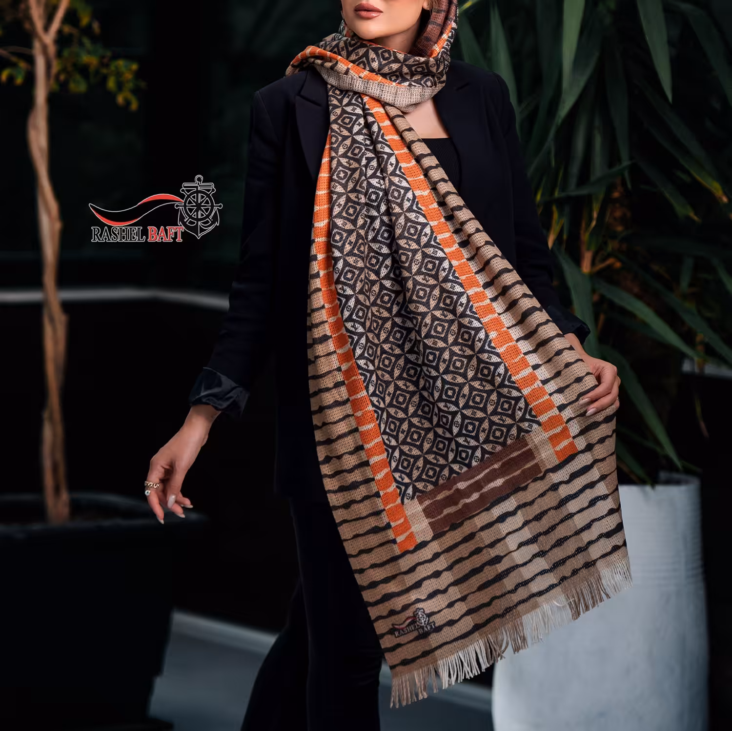 شال موهر بافت زمستانه  طرح لویی ویتون سنتی 105